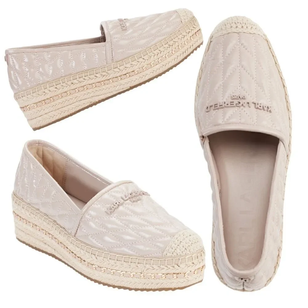 KARL LAGERFELD PARIS Women's Desta Slip-On Espadrille Platform Flats in Size 9.5